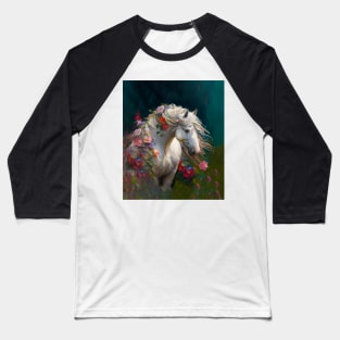 White Unicorn Horse Baseball T-Shirt